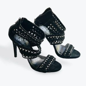 Vince Camuto Black Suede Studded Heels Size 6.5